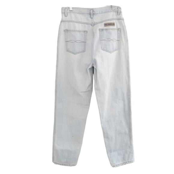 Vintage 80s Wide Leg High Rise Jeans Embroidered Light Wash Mom Jeans Womens 14 - Picture 2 of 11